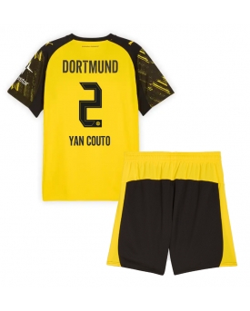 Billige Fotballdrakt Borussia Dortmund Yan Couto #2 Replika Hjemmedraktsett Barn 2025-26 Kortermet (med bukser)